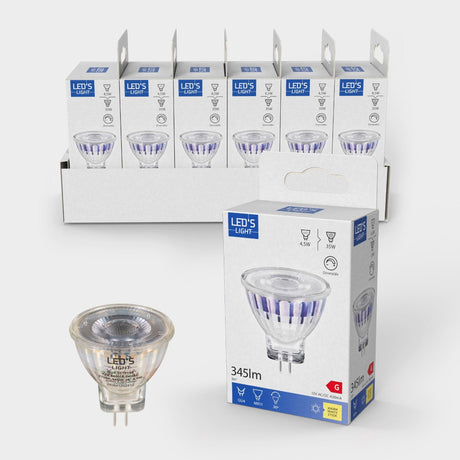 LED Spot 345 lumen - 4,5W - Warmwit 2700K - GU4 - MR11 - 12V DC - Dimbaar - Vervangt 35W Halogeen - CRI 90