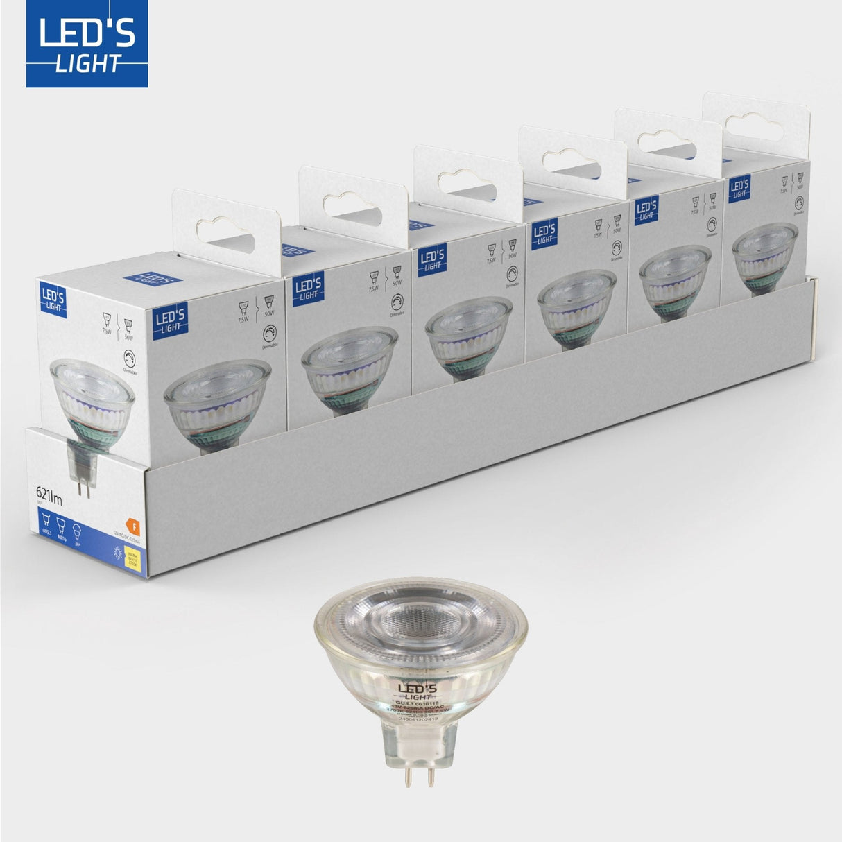LED Spot GU5.3 Dimbaar 621 lumen - 7.5W - 2700K - 36° - MR16 - 12V