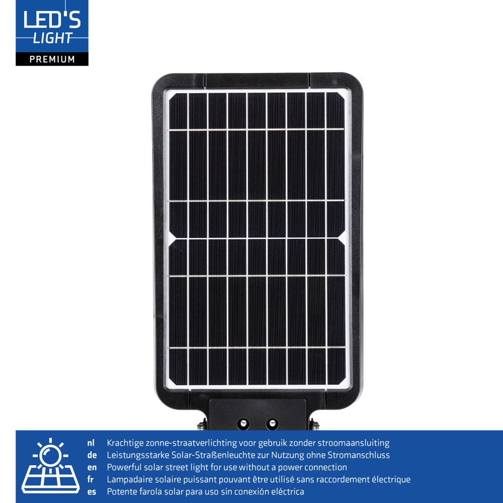Solar LED straatverlichting koelwit 4000K met bewegingssensor - 3000 lumen - IP65 waterdicht