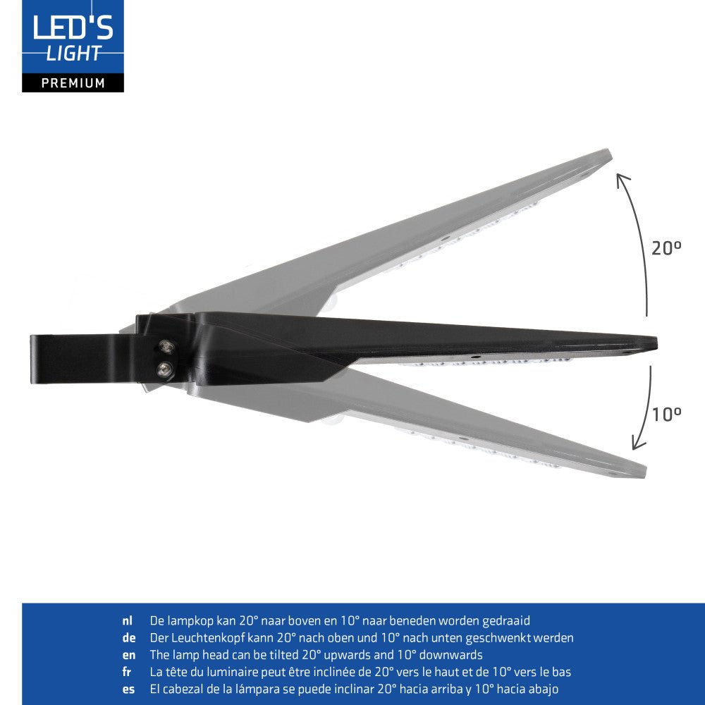 Solar LED straatverlichting koelwit 4000K met bewegingssensor - 3000 lumen - IP65 waterdicht