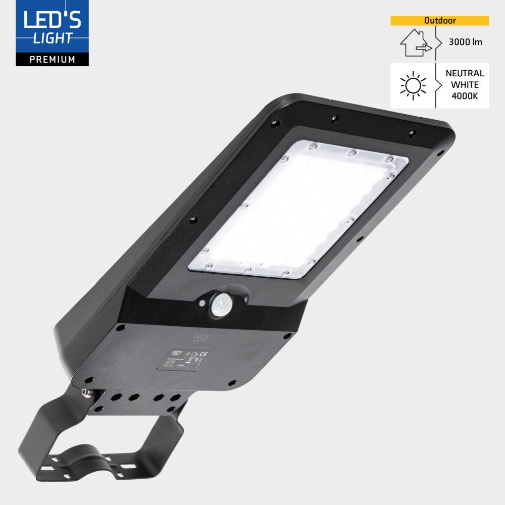 Solar LED straatverlichting koelwit 4000K met bewegingssensor - 3000 lumen - IP65 waterdicht