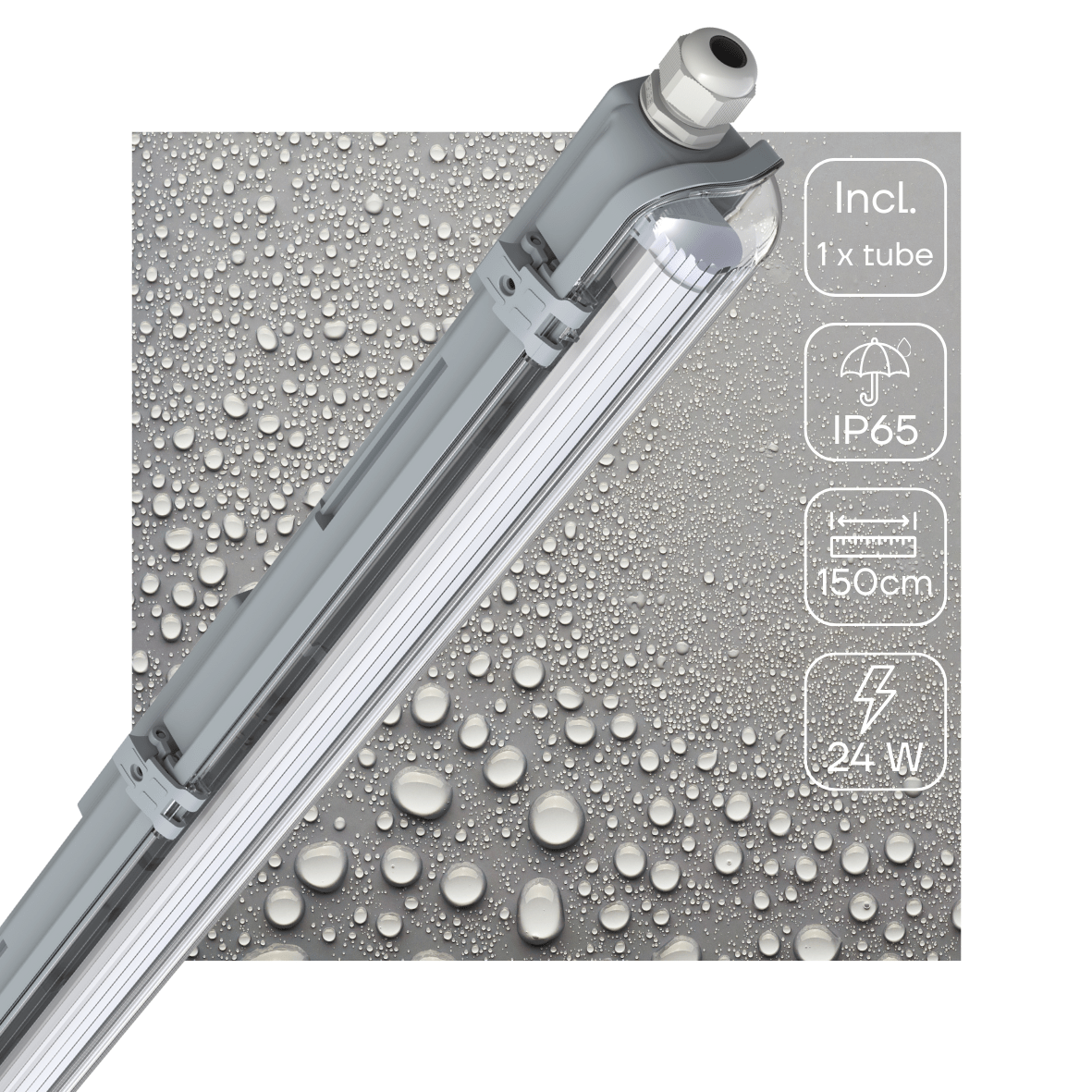 LED TL Armatuur 2880 Lumen - 24W - Daglichtwit - IP65 Waterdicht - 150cm - Inclusief LED Buis