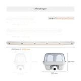 Luminaire LED TL 150cm 5760 lumen - 48W - Blanc lumière du jour 6500K - Étanche IP65 - 120lm/W