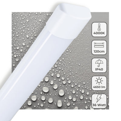 Réglette LED 120cm - 4650 lumen - 36W - Blanc froid 4000K - IP40 - IK08