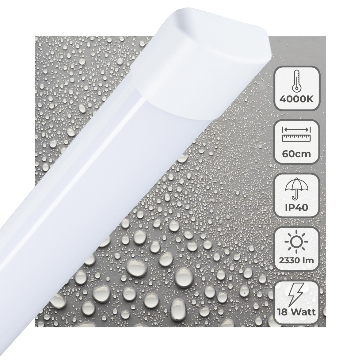 LED Batten Armatuur 2330 lumen - 18W - Koelwit 4000K - 60cm - IP40 - IK08 Slagvast - Slank Design