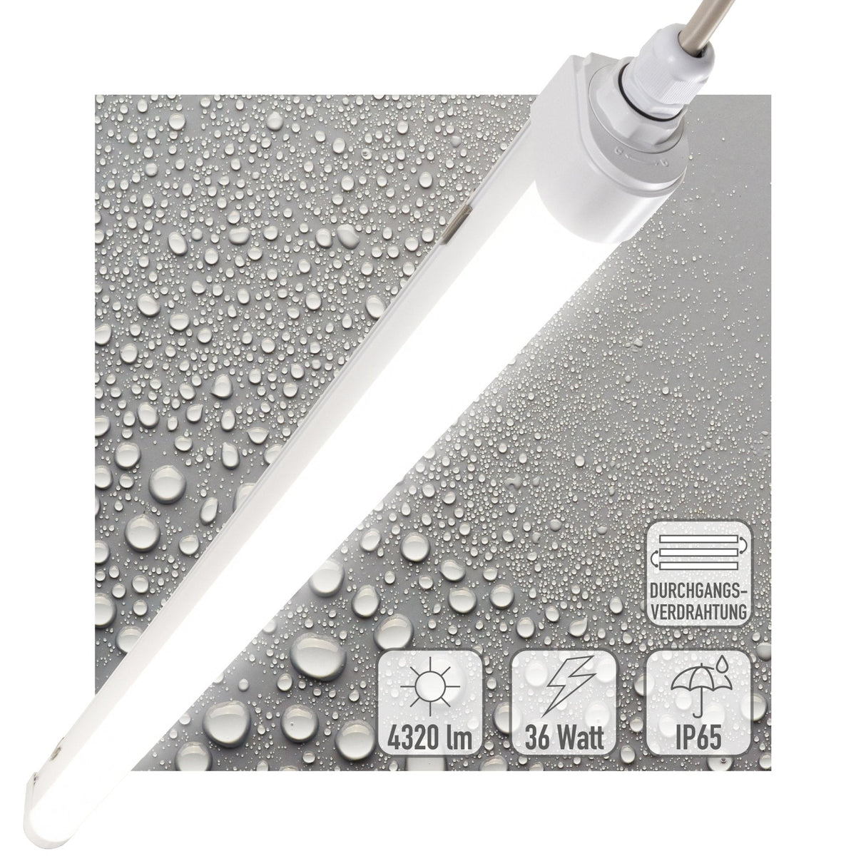 LED Vochtbestendig armatuur 120cm - 4320 lumen - 36W - Koelwit 4000K - IP65 - IK08 - Koppelbaar tot 10 stuks