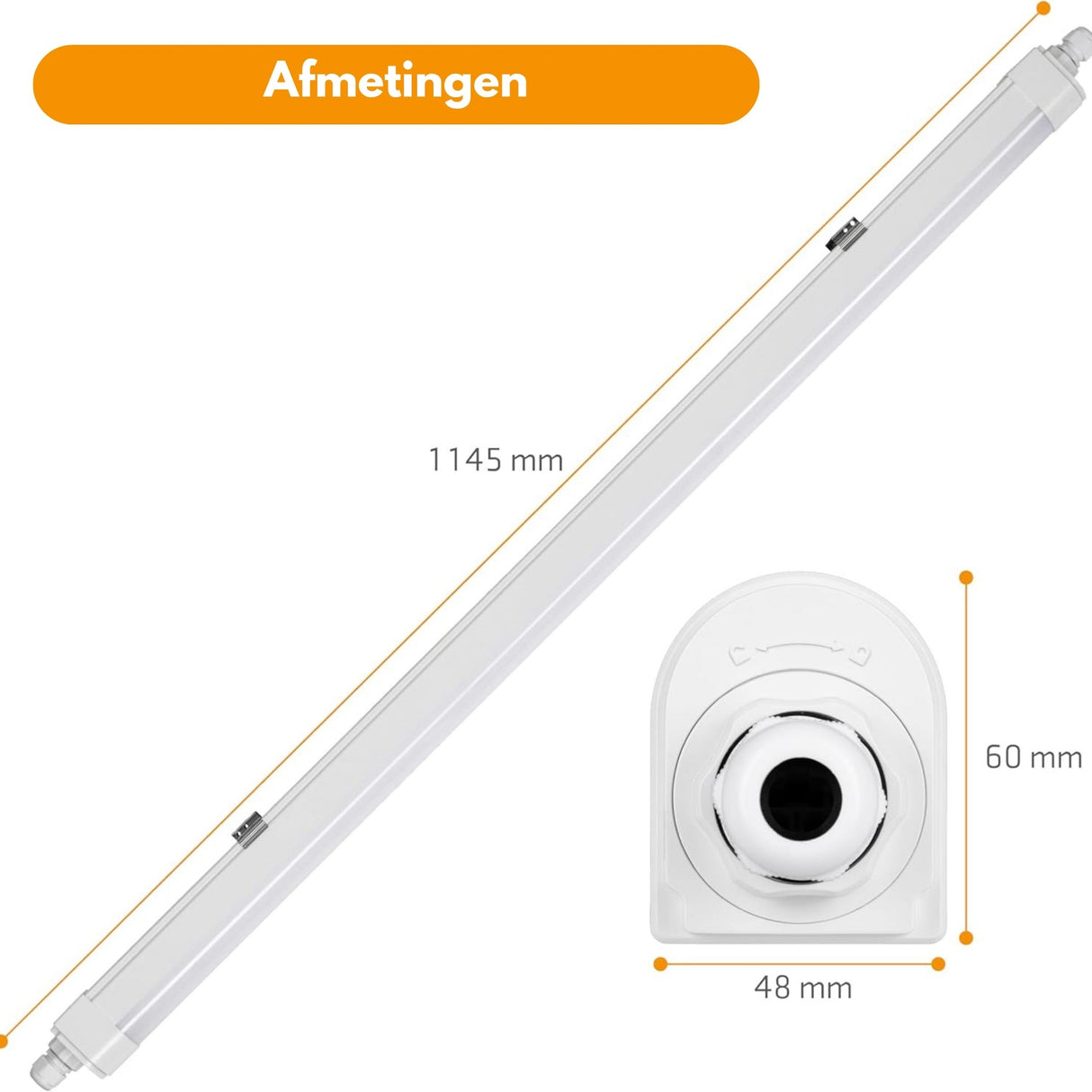 LED Vochtbestendig armatuur 120cm - 4320 lumen - 36W - Koelwit 4000K - IP65 - IK08 - Koppelbaar tot 10 stuks