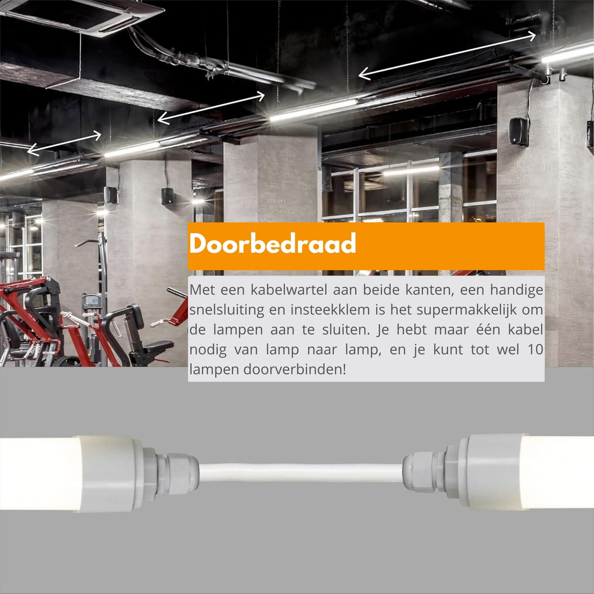 LED Vochtbestendig armatuur 120cm - 4320 lumen - 36W - Koelwit 4000K - IP65 - IK08 - Koppelbaar tot 10 stuks