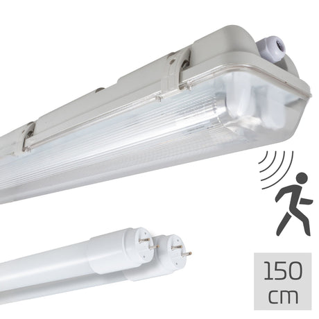 Réglette LED avec capteur IP65 4200 lumens - 28W - Blanc froid 4000K - 120cm - Capteur de mouvement et capteur de luminosité