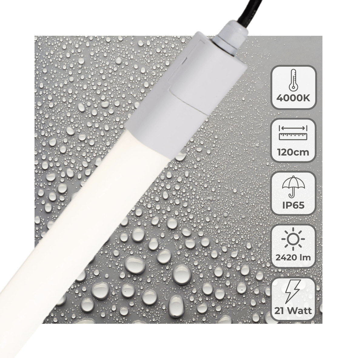 LED TL-armatuur 2420 lumen - 21W - Koelwit 4000K - IP65 Waterdicht - 120cm
