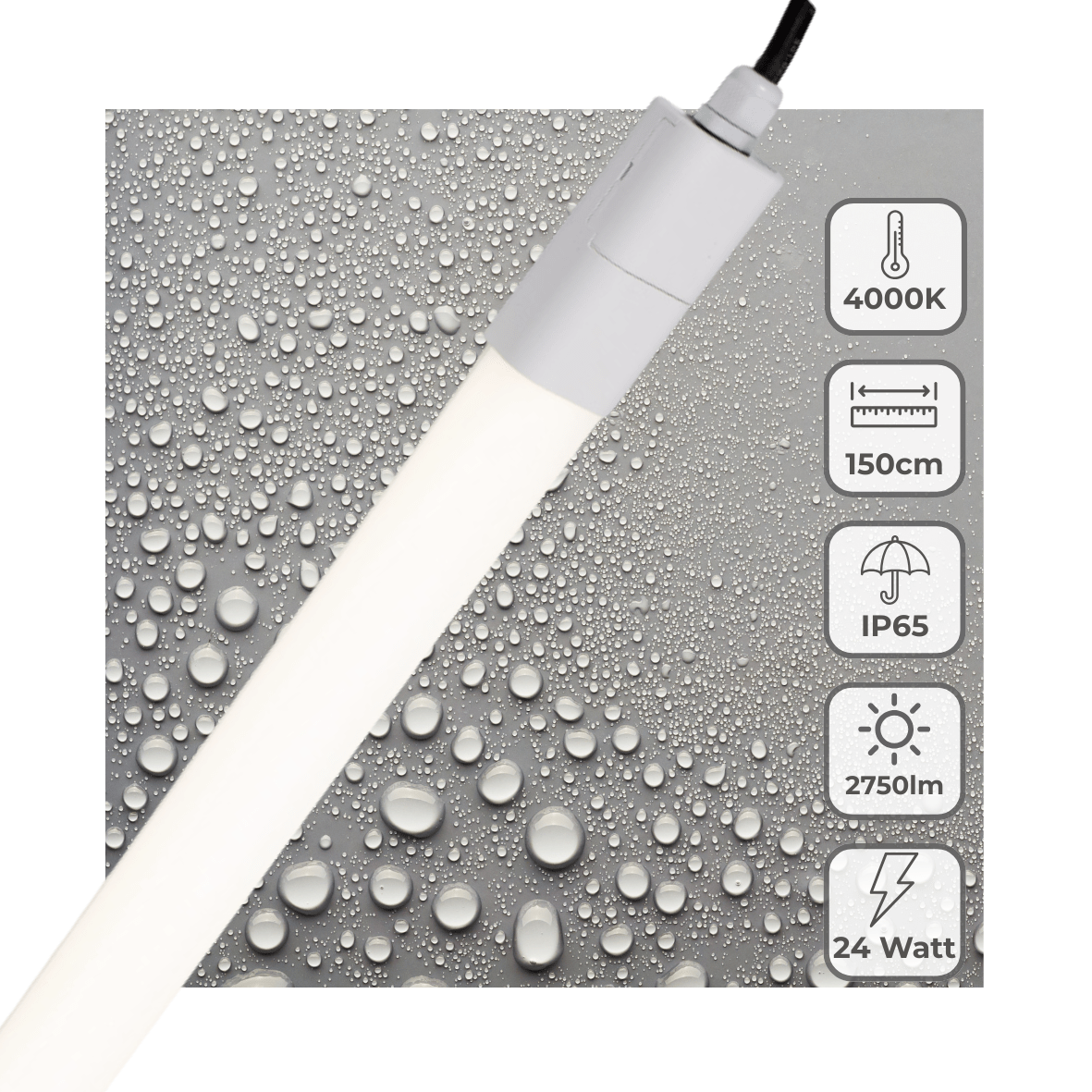 LED TL Armatuur 150cm 2750 lumen - 24W - Koelwit 4000K - IP65 Waterdicht - IK06 Slagvast