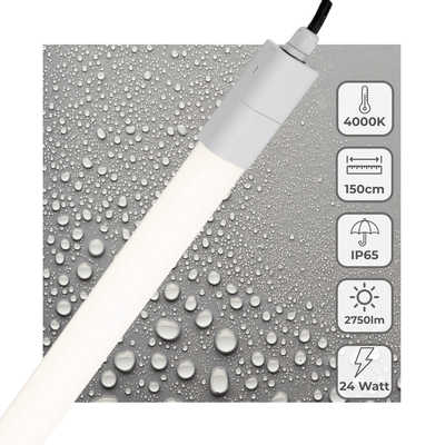 LED TL Armatuur 150cm 2750 lumen - 24W - Koelwit 4000K - IP65 Waterdicht - IK06 Slagvast