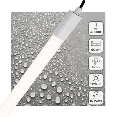 Réglette LED 1725 lumens - 15W - Blanc froid 4000K - Étanche IP65 - 60cm