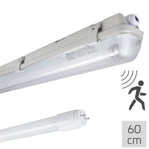 LED TL Armatuur 1125 lumen - 7,5W - Koelwit 4000K - 60cm - IP65 Waterdicht - IK08 - Met Bewegingssensor en Daglichtsensor