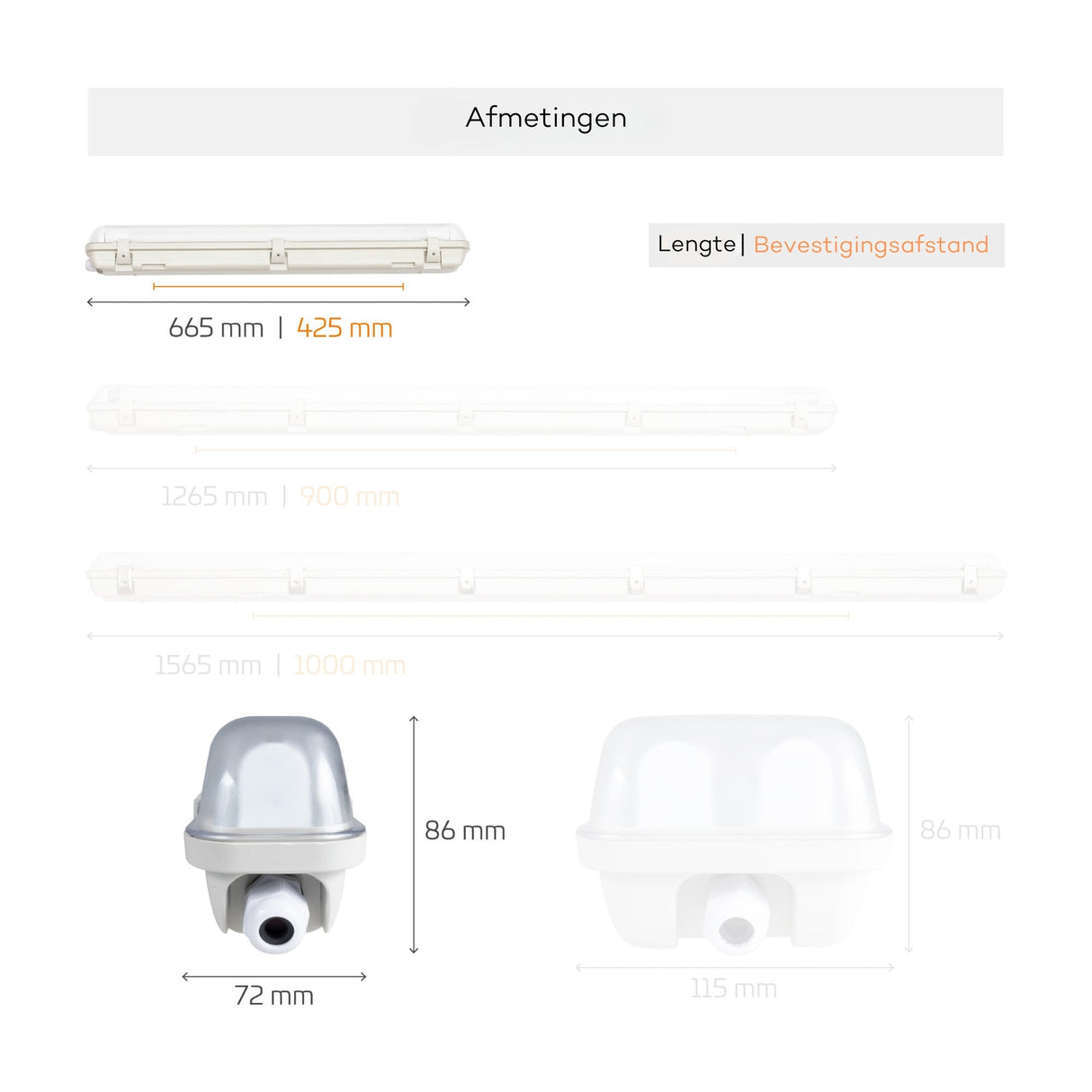 LED TL Armatuur 1125 lumen - 7,5W - Koelwit 4000K - 60cm - IP65 Waterdicht - IK08 - Met Bewegingssensor en Daglichtsensor
