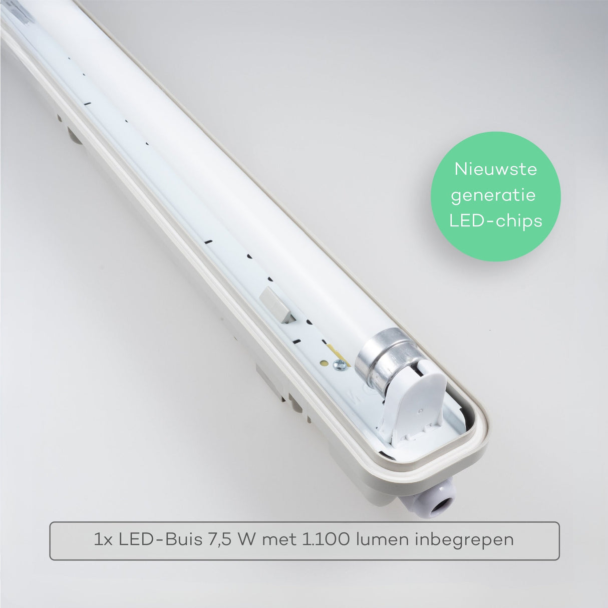 LED TL Armatuur 1125 lumen - 7,5W - Koelwit 4000K - 60cm - IP65 Waterdicht - IK08 - Met Bewegingssensor en Daglichtsensor