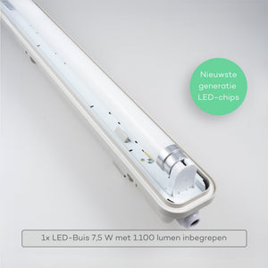 LED TL Armatuur 1125 lumen - 7,5W - Koelwit 4000K - 60cm - IP65 Waterdicht - IK08 - Met Bewegingssensor en Daglichtsensor