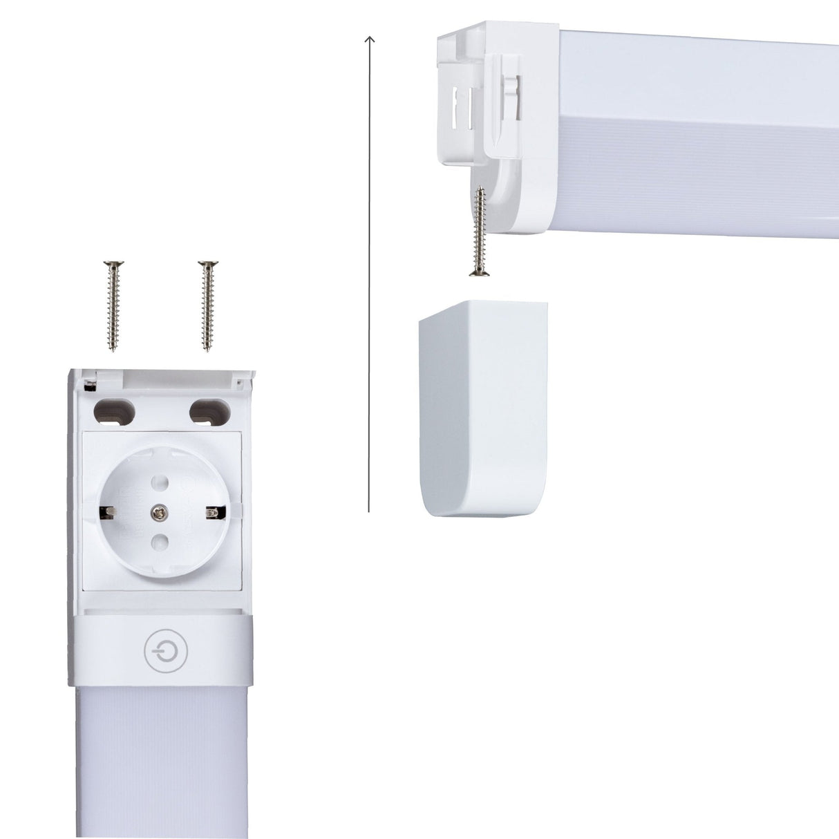 Réglette LED avec prise 60cm 1700 lumens - 15W - Dimmable - 3 couleurs de lumière - IP44 Salle de bains