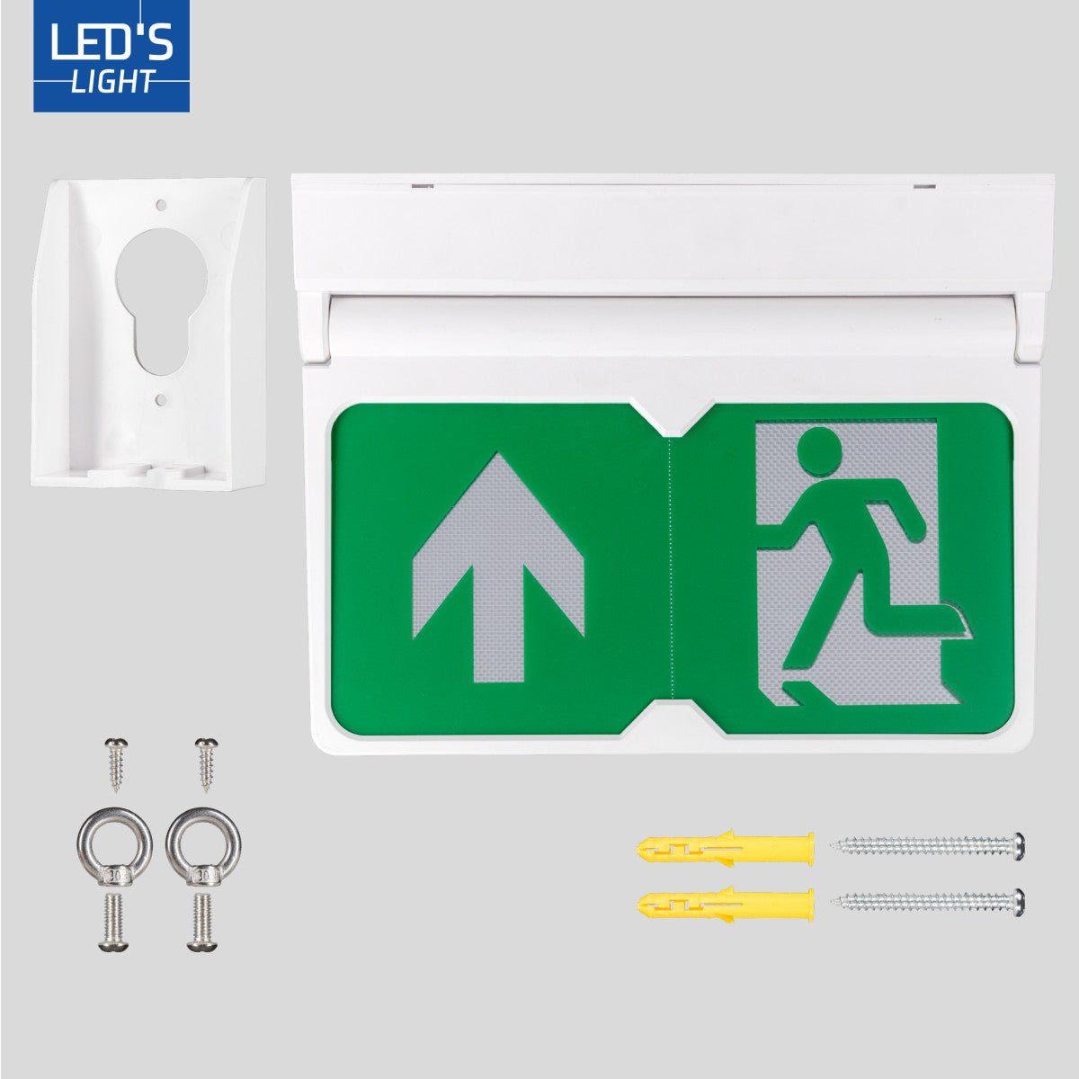 LED Nooduitgang bord - Draadloos op Accu - 8 uur werktijd - IP54 - Draaibare pijl - 20m zichtbaar