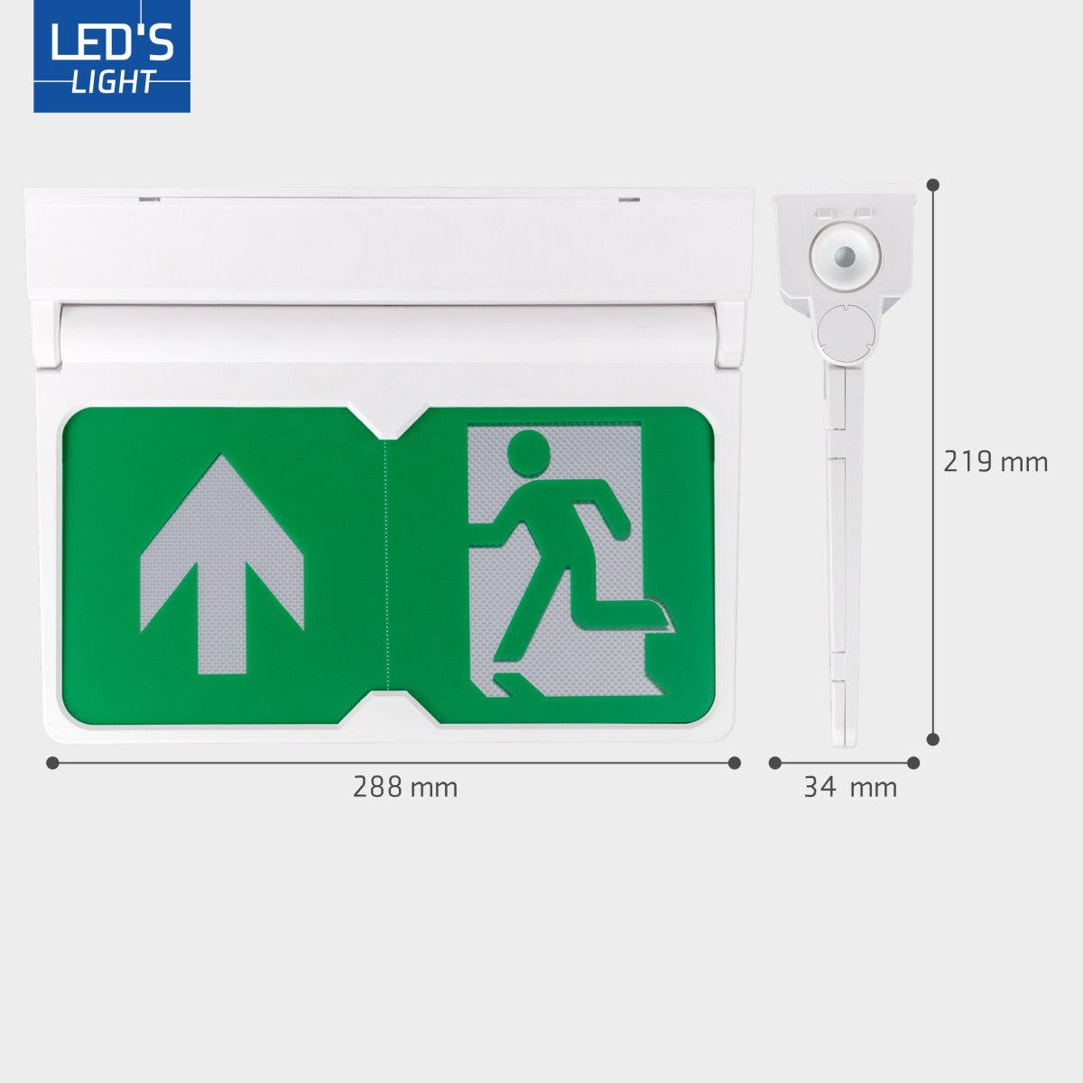 LED Nooduitgang bord - Draadloos op Accu - 8 uur werktijd - IP54 - Draaibare pijl - 20m zichtbaar