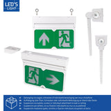 LED Nooduitgang bord - Draadloos op Accu - 8 uur werktijd - IP54 - Draaibare pijl - 20m zichtbaar