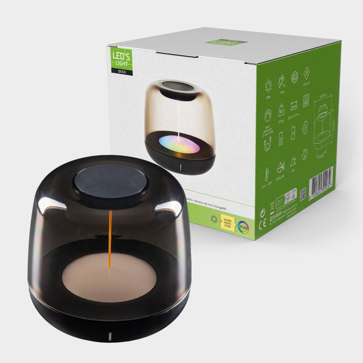 LED Tafellamp Oplaadbaar (USB-C) - RGBW Kleuren - Touch Dimbaar - IP44 - Binnen en Buiten
