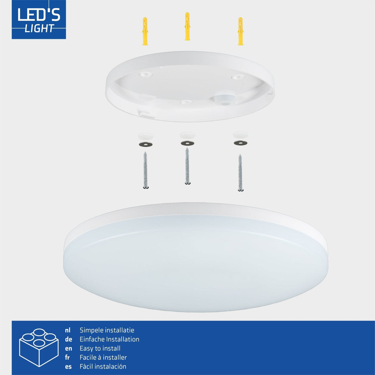 LED Plafondarmatuur 1440 lumen - 8W - 3 lichtkleuren - IP54 Waterdicht - 6 lichtstanden