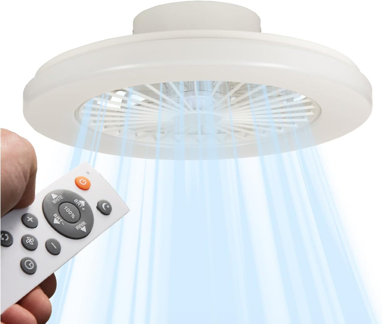 LED plafondventilator 3400 lumen - 55W - instelbaar 2000K-4000K - afstandsbediening - 48cm - wit