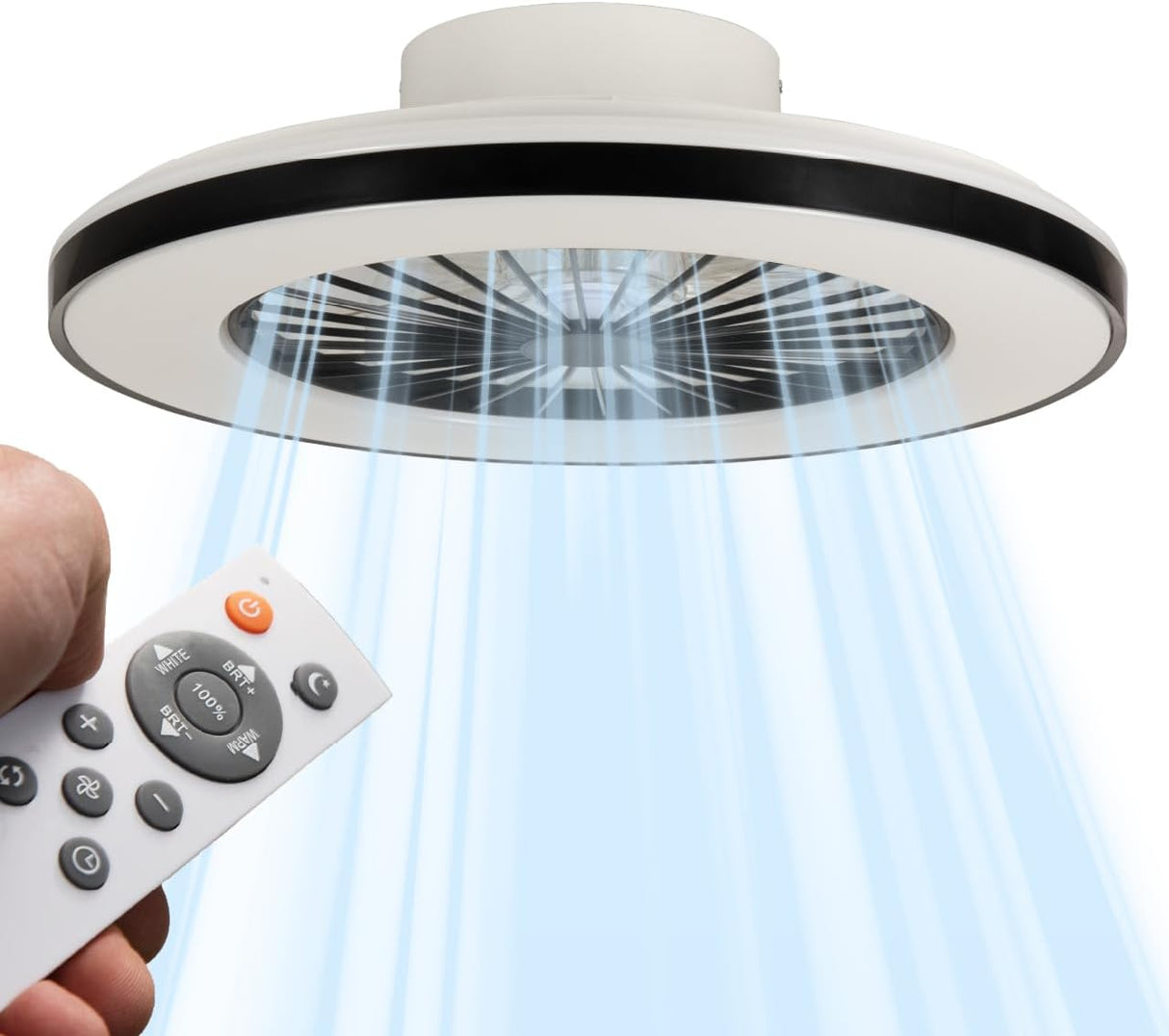 LED plafondventilator met verlichting 2500 lumen - 55W - instelbaar 2000K-4000K - afstandsbediening - 50cm - zwart/wit