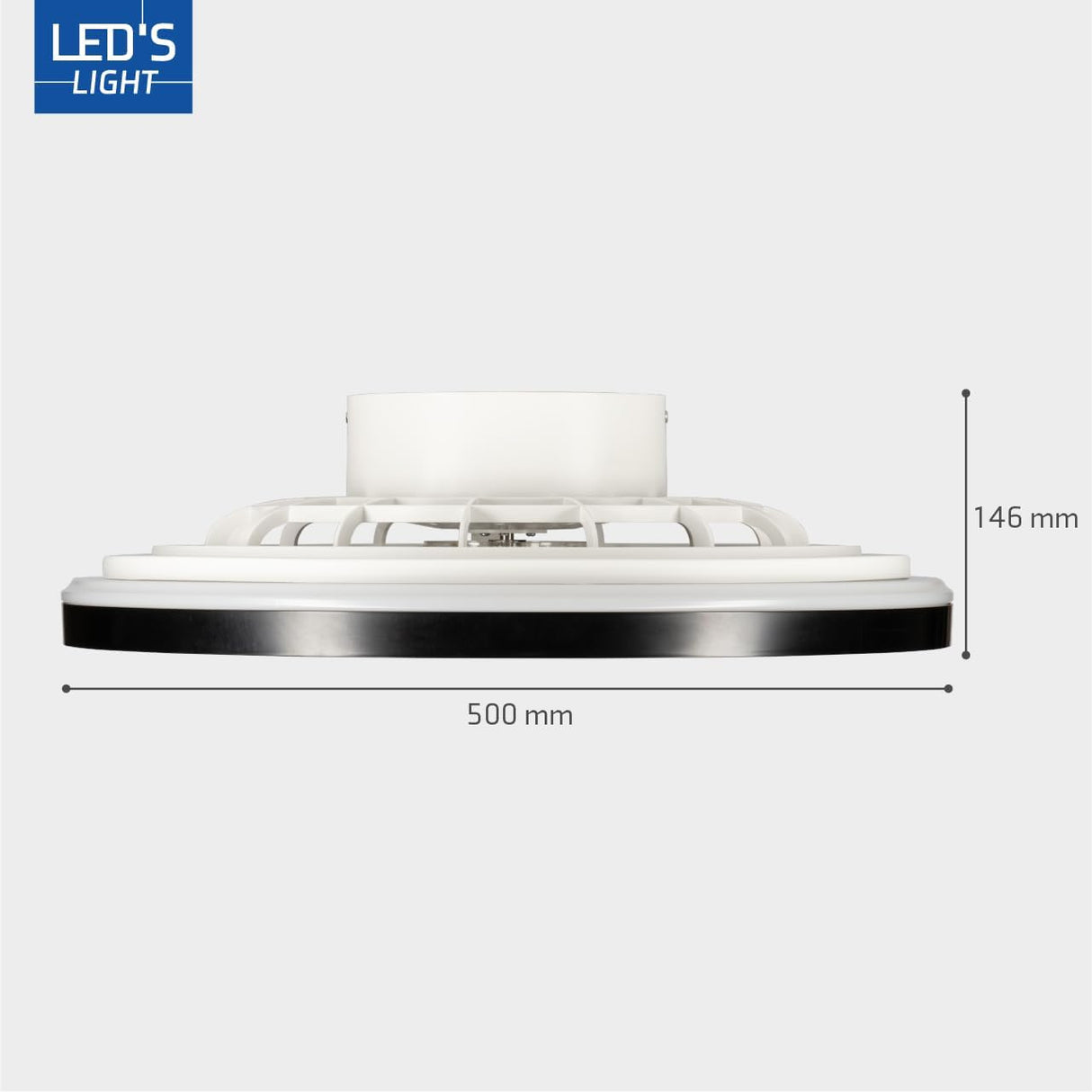 LED plafondventilator met verlichting 2500 lumen - 55W - instelbaar 2000K-4000K - afstandsbediening - 50cm - zwart/wit