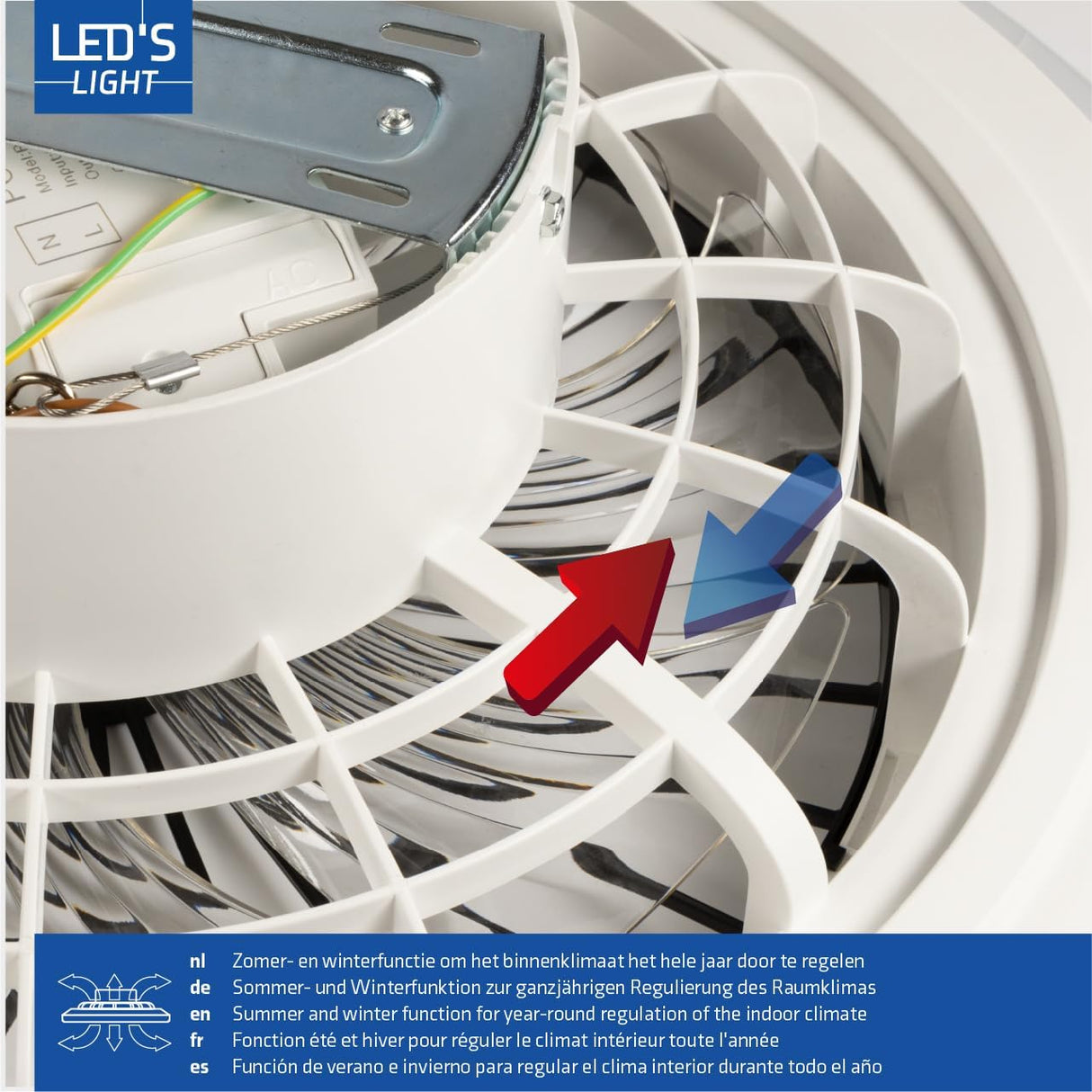 LED plafondventilator met verlichting 2500 lumen - 55W - instelbaar 2000K-4000K - afstandsbediening - 50cm - zwart/wit