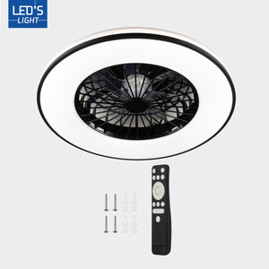 Plafonnier LED avec ventilateur 2400 lumens - 48W - 3000K-6500K - Dimmable - Télécommande - Noir/Blanc - 48.5cm