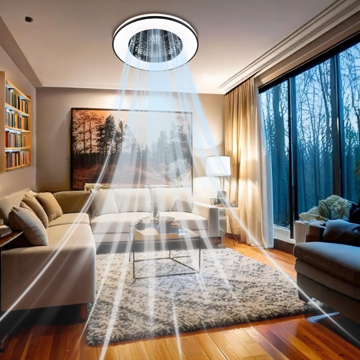 LED Plafondlamp met Ventilator 2400 Lumen - 48W - 3000K-6500K - Dimbaar - Afstandsbediening - Zwart/Wit - 48.5cm