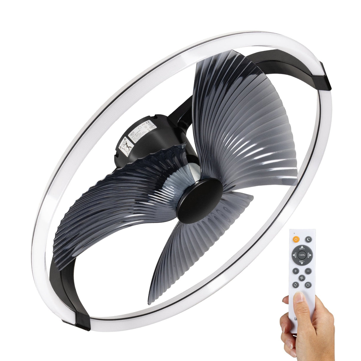 LED plafondventilator XL 4300 lumen - 40W - extra warmwit 2000K / koelwit 4000K - afstandsbediening - 74cm - zwart