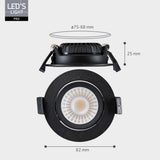 LED Inbouwspot Zwart Kantelbaar - 530 lumen - Dim to Warm - IP54 - 6W - 6 stuks