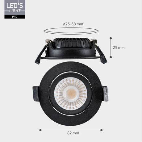Spot LED encastrable noir inclinable - 530 lumens - Dim to Warm - IP54 - 6W - 6 pièces