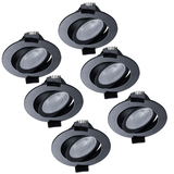 LED Inbouwspot Zwart Kantelbaar - 530 lumen - Dim to Warm - IP54 - 6W - 6 stuks