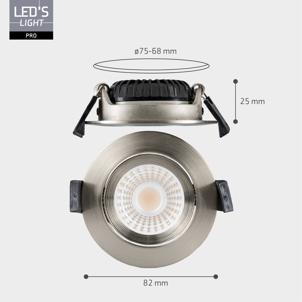 LED Inbouwspot Dimbaar 530 Lumen - 6W - Dim to Warm 2700K-1800K - Kantelbaar - IP54 - Nikkel