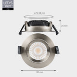 LED Inbouwspot Dimbaar 530 Lumen - 6W - Dim to Warm 2700K-1800K - Kantelbaar - IP54 - Nikkel