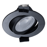LED Inbouwspot Zwart - 530 Lumen - 6W - Dim-to-Warm 2700K-1800K - Kantelbaar - IP54 Spatwaterdicht - 68-75mm
