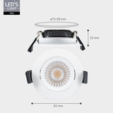 3 PACK - LED's Light PRO downlight inbouwspot Ø 68mm - Spatwaterdicht - Dimbaar - Universeel - Wit