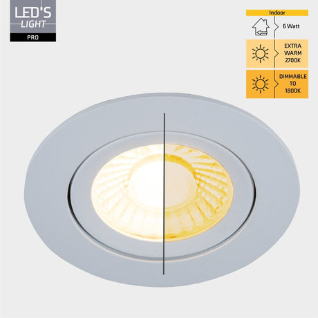 PACK DE 3 - Spot encastrable LED's Light PRO Ø 68mm - résistant aux projections d’eau - variable - universel - blanc