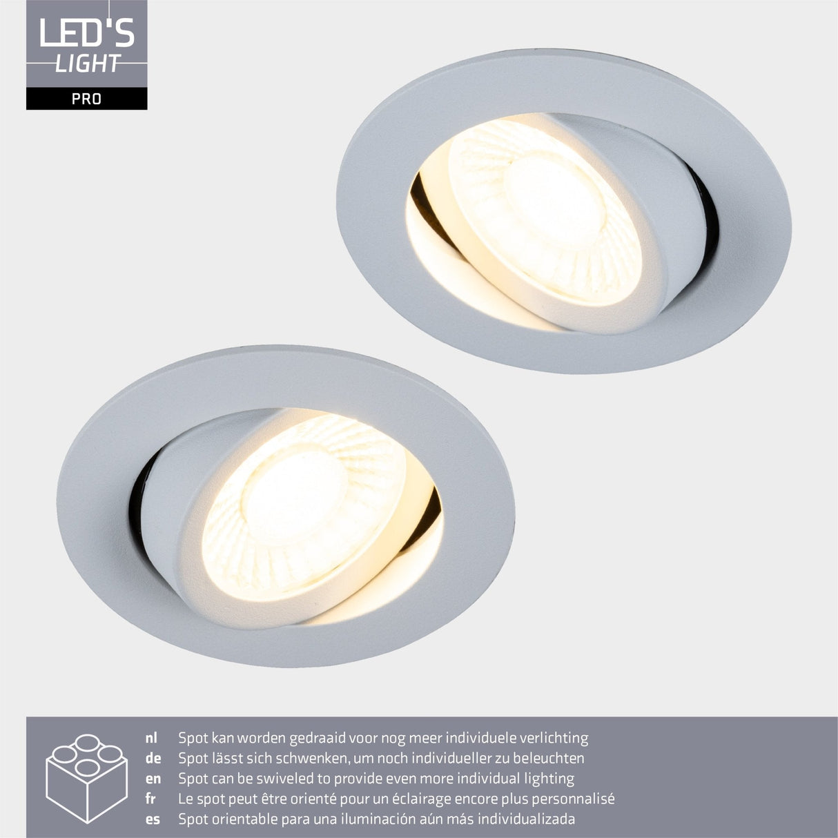 3 PACK - LED's Light PRO downlight inbouwspot Ø 68mm - Spatwaterdicht - Dimbaar - Universeel - Wit