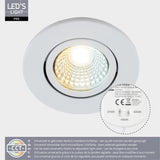 LED Inbouwspot 400 lumen - 3.5W - Warmwit 2700K / Koelwit 4000K / Daglichtwit 6000K - IP65 - Dimbaar - Wit - 3 stuks