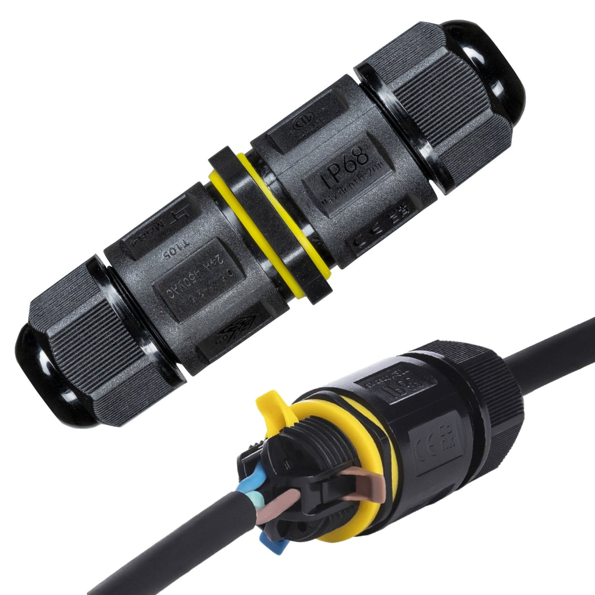 Waterdichte Kabelconnector IP68 - I-Connector 3P - Hefboomklem - Voor Kabels 4-11mm - Zwart