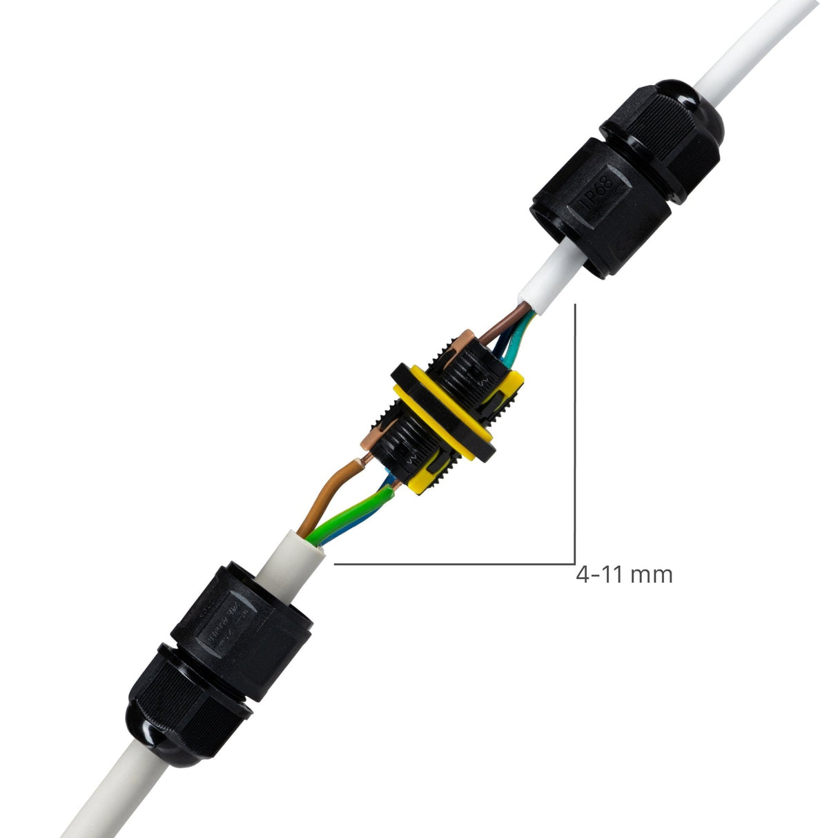 Waterdichte Kabelconnector IP68 - I-Connector 3P - Hefboomklem - Voor Kabels 4-11mm - Zwart