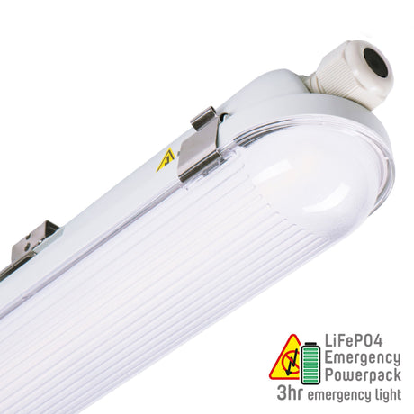 LED Vochtbestendig armatuur 150cm - 7200 lumen - 47W - Koelwit 4000K - IP65 - Met noodaccu - 4 lichtstanden - 4 stuks