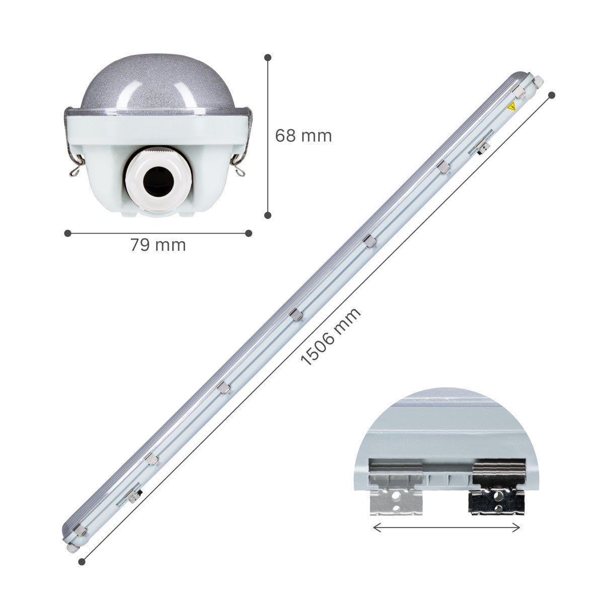 LED Vochtbestendig armatuur 150cm - 7200 lumen - 47W - Koelwit 4000K - IP65 - Met noodaccu - 4 lichtstanden - 4 stuks
