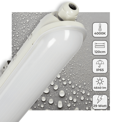 LED TL armatuur compleet koelwit 4000K - 29W 4640 lumen - 120cm IP65 waterdicht IK08