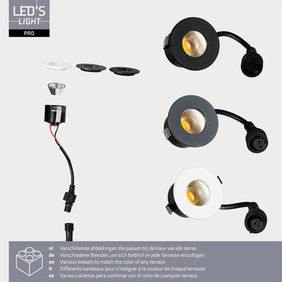 3 PACK - LED's Light PRO mini inbouwspot 3 cm - Voor overkapping, veranda's en inbouwplafonds - Dimbaar - 3 Kleuren plaatjes